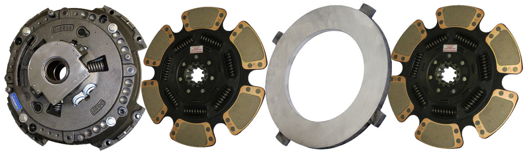 Four clutch components arranged in a row on a white background