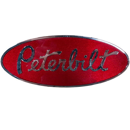 Peterbilt Semi Trucks 3 1/4" x 8" OEM Factory Nameplate Hood Emblem w/Push-On Nuts | 20-19280