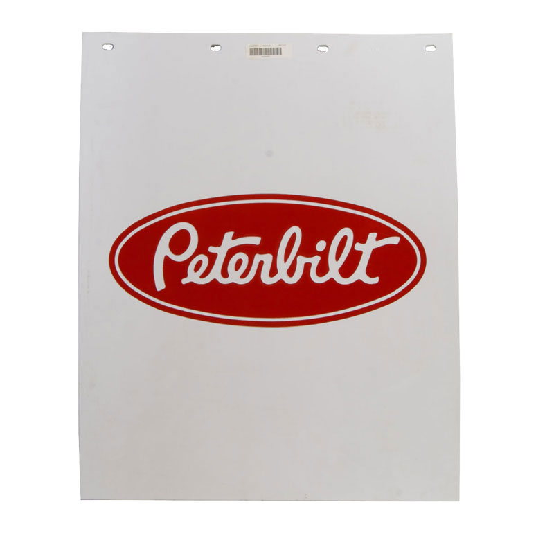 Peterbilt All-Makes Mudflap-White 3/16 24 Red Pb | 24X30WPET