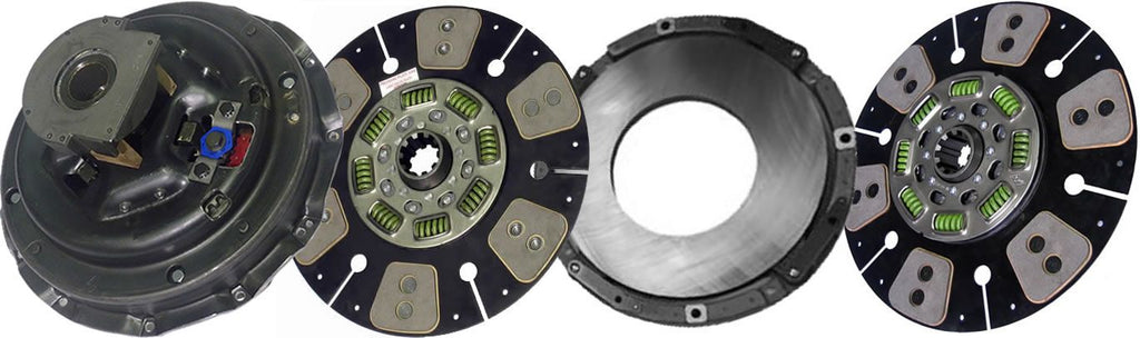 Four clutch components arranged in a row on a white background