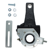 Mechanical component with bolts and a metal plate on a white background