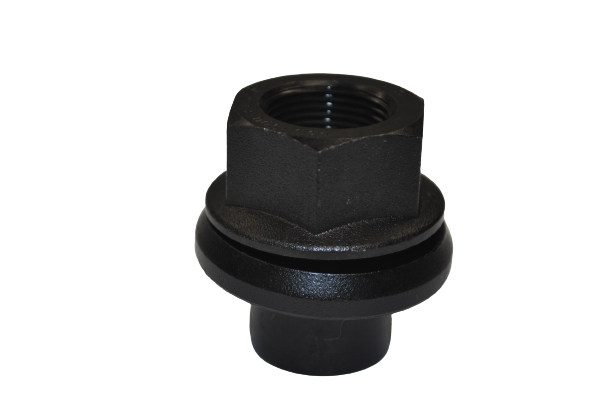 Black metal fitting on a white background