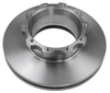Metallic brake disc on a white background