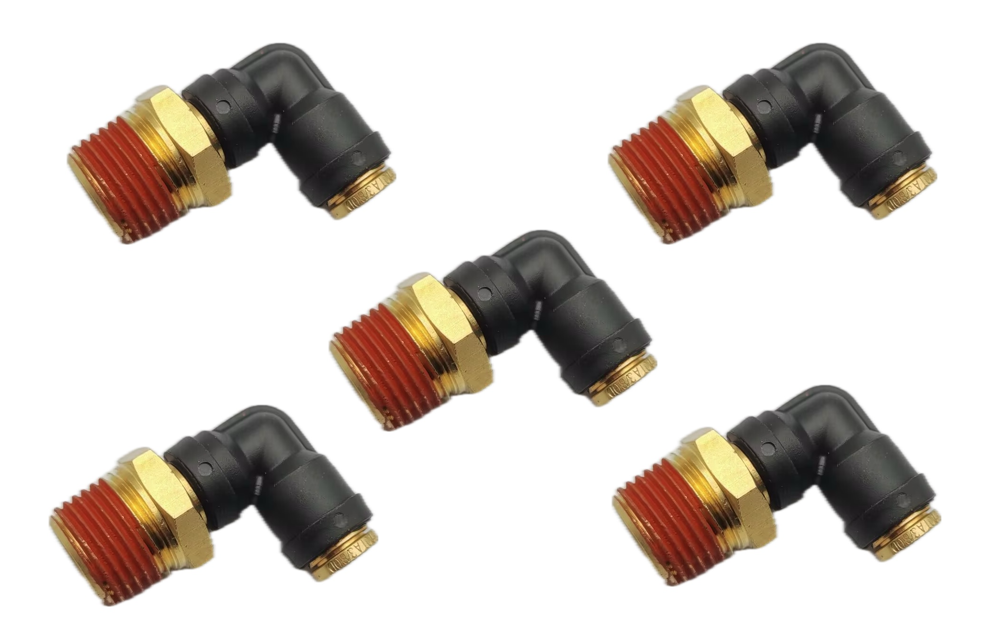 Elite Truck Parts 5 Pack 90 Degree. Male Swivel Elbow 3/8 X 1/2 | ETP-CPLSE-6D-5P