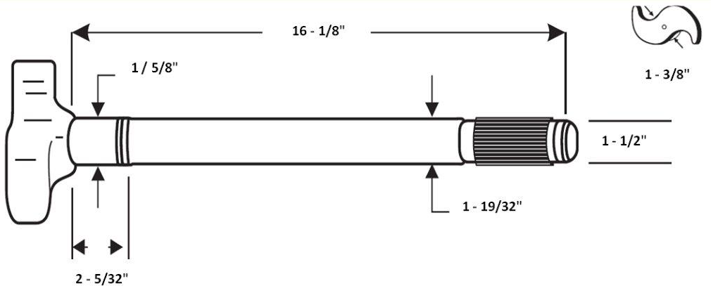 Elite Left Hand Camshaft 16-1/8" Length, 1-3/8" Head, 1-5/8"-37 | ETP-CS1563