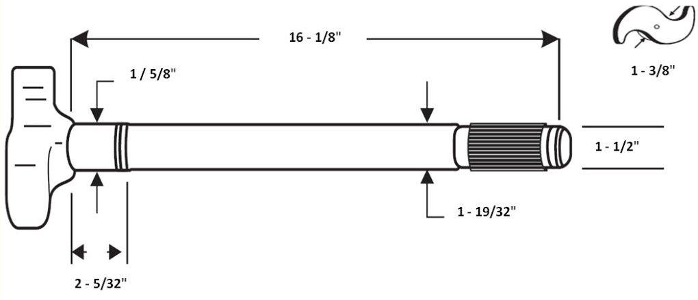 Elite Right Hand Camshaft 16-1/8" Length, 1-3/8" Head, 1-5/8"-37 | ETP-CS1564
