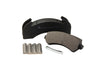 Brake pad set with a black holder on a white background